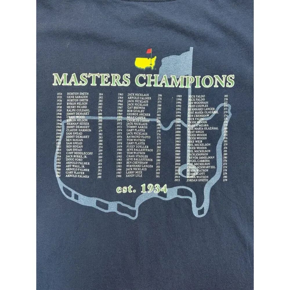 The Masters Past Champions (1934-2015) Golf T shirt Mens M T-Shirt Blue